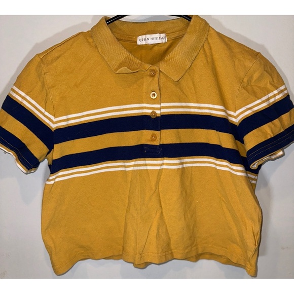 Forever 21 Urban Heritage Yellow Polo Buttoned Down Cropped Shirt - Picture 7 of 7